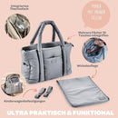 BÉABA, Wickeltasche Bebe, Ultra praktisch, 10 Innen- und Außentaschen, integrierte Kinderwagenbefestigung, herausnehmbare Wickelunterlage, Kühltasche, Tasche Paris Puffy, Eisbraun