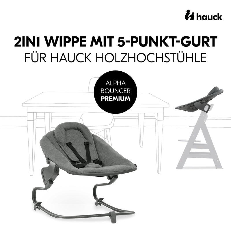 hauck Babywippe & Newborn Aufsatz Premium für Hochstuhl Alpha & Beta ab Geburt - 2in1 Babyaufsatz für Neugeborene mit 5-Punkt-Gurt, verstellbarer Rückenlehne & Baumwolle