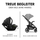hauck 2in1 Kinderwagen Set Shop N Care Travel Set inkl. Buggy und Babyschale ab Geburt bis 22 kg, Klein Zusammenklappbar, Liegefunktion, Getränkehalter & Tablett, UV-Schutz 50+ (Grey)