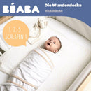 BÉABA, Puck-/Neugeborenendecke, Babydecke, beruhigt das Baby, Ökotex-Textilien, 100% Baumwolljersey, 0–3 Monate, Weiss/Beige
