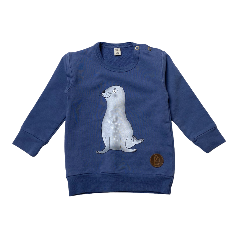 Blaa sweatshirt, seal | 62/68cm