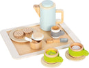small Foot Kaffee und Tee Set Kinderküche aus Holz, 15-TLG. Küchenspielzeug, Rollenspiel für Kinder ab 2 Jahren, 12484, Natural Wood