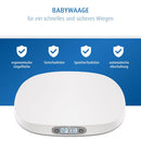 reer BabyCare Babywaage | Ergonomische Wiegeschale für Neugeborene/Babys | 25kg Maximalgewicht | Integriertes Maßband, HOLD- und Tarierfunktion | Beleuchtetes LCD-Display | Präzision von 5g