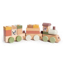 Tiny Love hölzerner Stapelzug, Holzzug Baby, Zug Spielzeug Holz mit 3 Waggons und 14 stapelbaren Spielklötzen, Kreativität, motorische Fähigkeiten, natürliches Design, 18+ Monate, Boho Chic