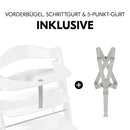hauck Alpha+, White - Mitwachsender Holzhochstuhl aus Buche für Kinder ab 6 Monaten bis 90 kg - Inklusive 5 Punkt Gurt, Schrittgurt, Schutzbügel - Kompatibel mit viel Zubehör