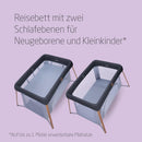 Maxi-Cosi Iris2, 2-in-1 Reisebett Baby, 0-3 Jahre, 0-15 kg, Kompaktes Reisebettchen, 2 Ebenen, Seitliches Einstiegsfenster, Faltbar & Leicht, Matratze Erweiterbar, Umweltfreundlich, Essential Graphite