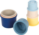 small Foot silicone stacking cups, 7 pieces, BPA-free educational toy for the bathtub and sandbox, stacking tower with animal motifs, for children aged 1 and up, 12754
