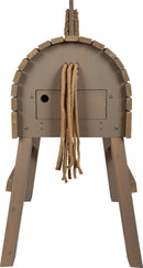 small Foot Holzpferd grau aus Holz, witterungsbeständig, mit Stauraum, inkl. Halfter, Voltigierpferd mit Mähne und Schweif zum Reiten für draußen, 12693