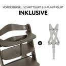 hauck Alpha+, Charcoal - Mitwachsender Holzhochstuhl aus Buche für Kinder ab 6 Monaten bis 90 kg - Inklusive 5 Punkt Gurt, Schrittgurt, Schutzbügel - Kompatibel mit viel Zubehör