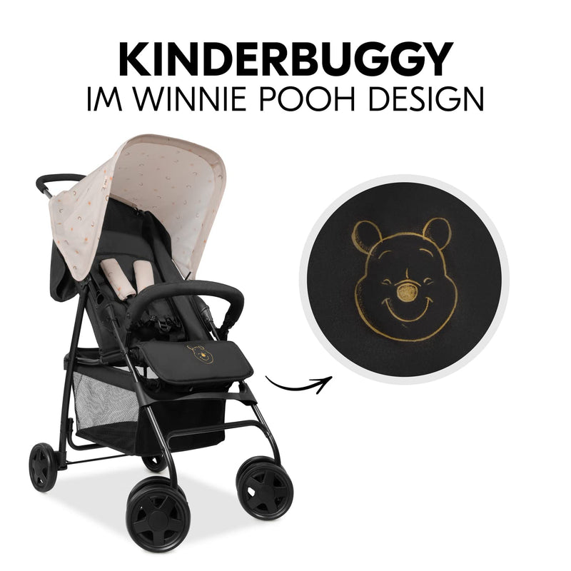 hauck Buggy Sport, Disney Pooh Rainbow Beige - Federleichter Reisebuggy 5,9 kg - mit Liegefunktion für Kinder ab Geburt bis 15 kg - Klein Zusammenklappbar, Großer Einkaufskorb bis 3 kg