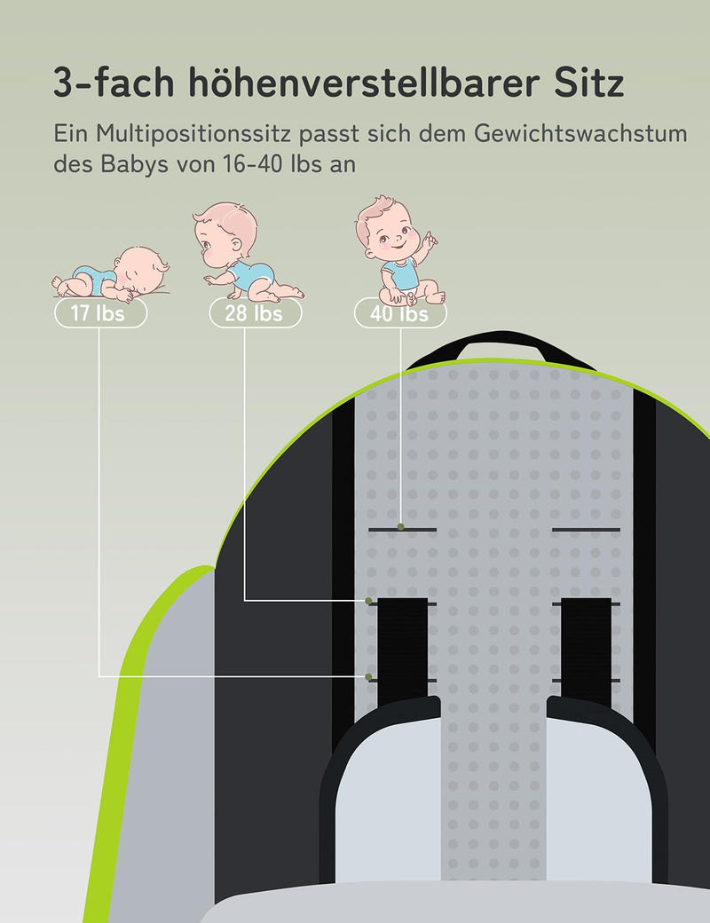 besrey Kraxe Kindertrage mit Aufbewahrungstasche, tragbare Kinderrückentrage für Reise, Kinderkraxe wandern für 6-36 Monate, Tragesitz bis 25 kg, zusammenklappbare (Hellgrün)
