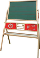 roba Tafel, Standtafel drehbar mit Schreibtafel liniert, Maltafel magnetisch, Uhr, ABC, Holz, natur