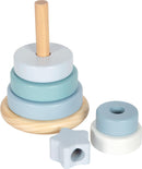 small foot Stapelturm blau aus Holz, 7-teiliges Lernspielzeug in zarten Pastellfarben, Motorikspielzeug für Kinder ab 12 Monaten, 12712