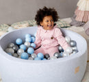 MISIOO Smart Bällebad - Kinder für Baby Zimmer - 200 Bälle - Spielzeug - Maschinenwaschbar - Öko-Tex - 90 x 30 cm - Hellgrau - Rosa/Weiß/Silber