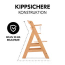 hauck Alpha+, Natur - Mitwachsender Holzhochstuhl aus Buche für Kinder ab 6 Monaten bis 90 kg - Inklusive 5 Punkt Gurt, Schrittgurt, Schutzbügel - Kompatibel mit viel Zubehör