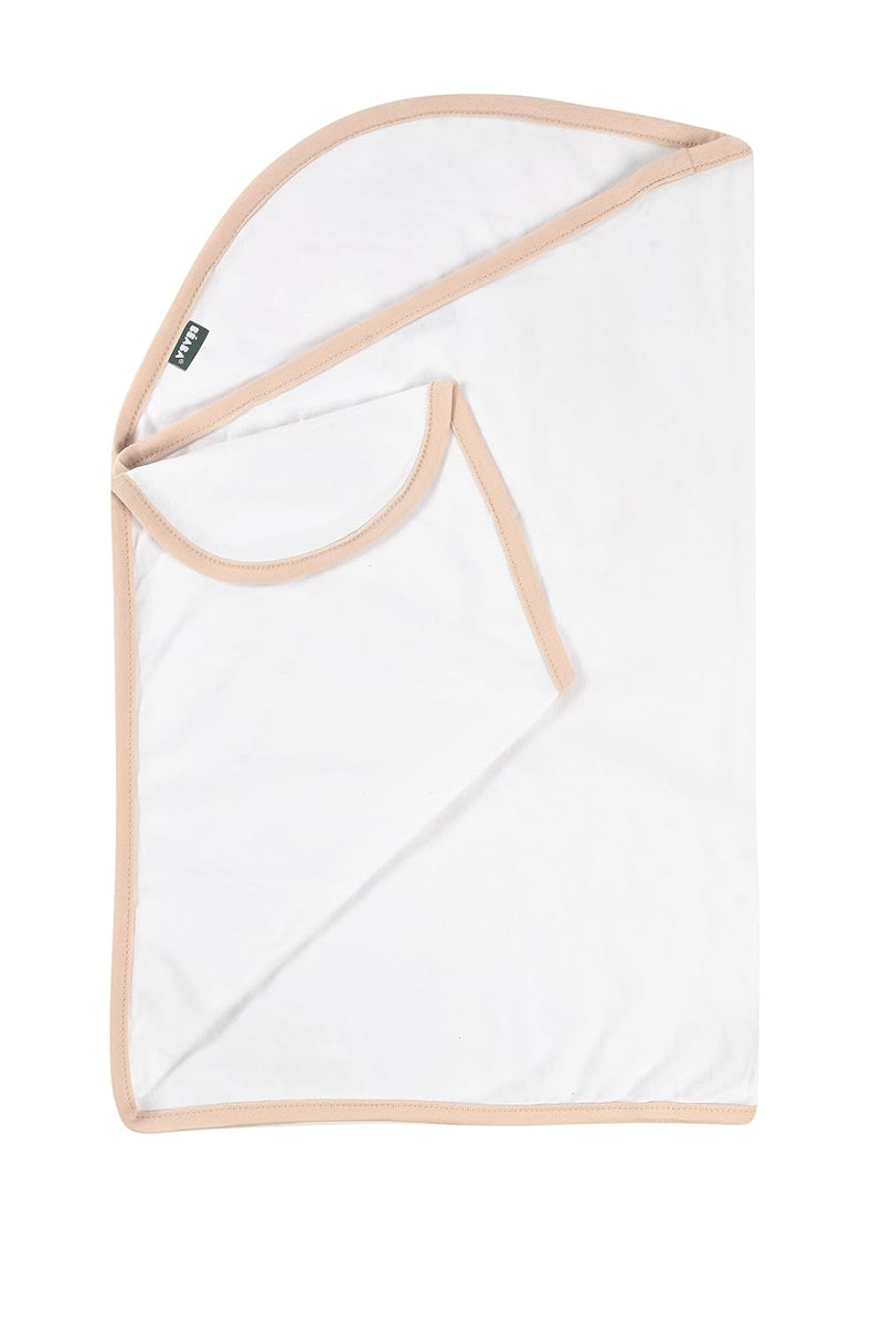 BÉABA, Puck-/Neugeborenendecke, Babydecke, beruhigt das Baby, Ökotex-Textilien, 100% Baumwolljersey, 0–3 Monate, Weiss/Beige