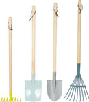 small foot Gartenwerkzeug-Set aus Holz und Metall, Gartenspielzeug für Kinder ab 3 Jahren in modernen Farben, 12389
