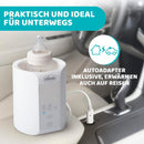 Chicco Fläschchenwärmer und Babykostwärmer für Zuhause und Unterwegs, mit 3 Programmen und Abschaltautomatik, stufenweise Erwärmung, für Fläschchen und Gläschen, mit Warmhaltefunktion, weiß, 1 Stück