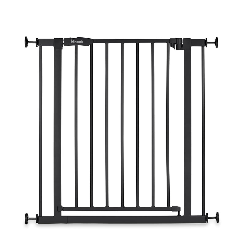 hauck Open N Stop 2, Schwarz – Schutzgitter Treppe und Tür 75–80 cm – Kindersicheres Absperrgitter ohne Bohren – Manuelle 1 Hand Öffnung – nur für Innen