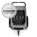 hauck 2in1 Fahrradanhänger & Buggy für 2 Kinder ab 6 Monaten bis 120 cm oder 22 kg Dryk Duo inkl. Deichsel, Kupplung, Buggyrad, Wimpel & Rücklicht, Zusammenklappbar
