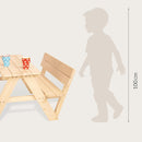 PINOLINO Nicki 4er Kindersitzgruppe mit Lehne - Kindertisch - Picknicktisch aus Massivholz, Kinder Spielbar - Sitzbank für draußen, Kindergartenmöbel ab 2 Jahren, Outdoor-Tisch 90 x 105 x 51 cm