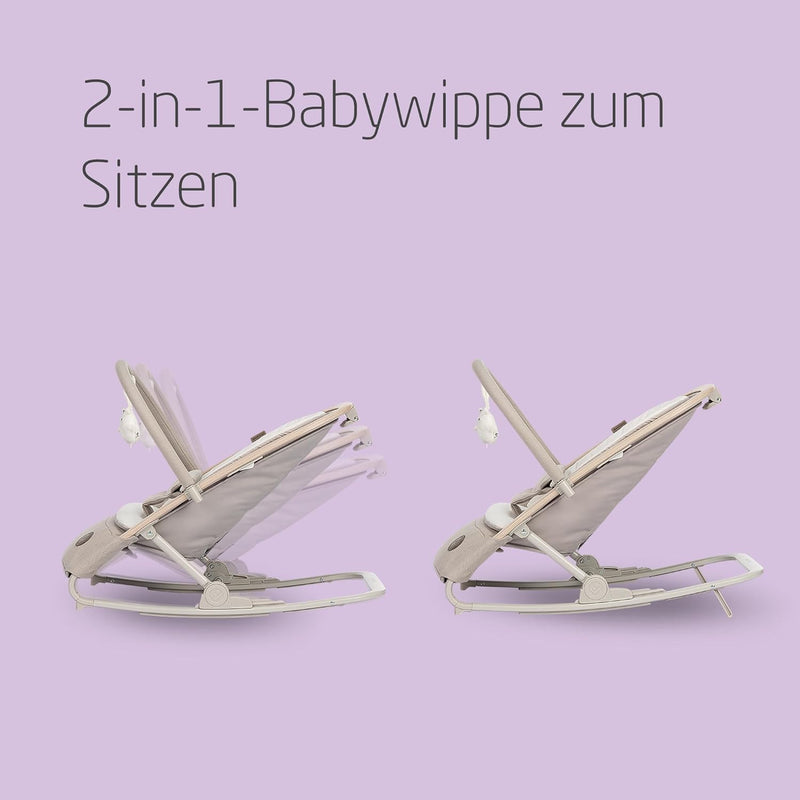Maxi-Cosi Kori 2-in-1-Babywippe mit Spielzeugbogen, 0–2 Jahre, bis zu 15 kg, Baby Bouncer, 3 mit einer Hand einstellbare Liegepositionen, Easy-in-Gurt, leicht und kompakt, Eco Care, Classic Beige