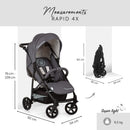 hauck Disney Buggy Rapid 4X mit Liegeposition, XL Sonnenverdeck mit Netzaussparung und Sichtfenster, Einhändig Faltbar, Höhenverstellbar, Großer Einkaufskorb (Mickey Cool Vibes)