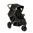 hauck Freerider, Schwarz - 3 Rad Geschwisterbuggy mit Regenschutz für 2 Kinder - Oberer Sitz mit Liegefunktion ab Geburt - Unterer Sitz ab 6 Monaten - Max. 15 Pro Sitz - Höhenverstellbar