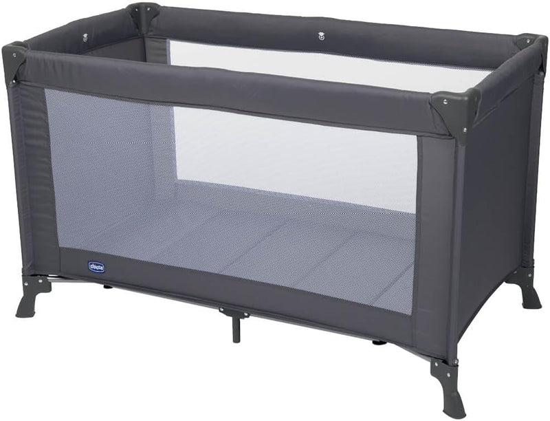 Chicco Good Night Babyreisebett für Babys und Kleinkinder von der Geburt bis zu 15 kg, faltbar und kompakt, Reisebett mit Mesh-Fenster und Reisetasche, Grau