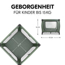 hauck Sleep N Play SQ Set, Dark Green - Kinderreisebett & Laufstall mit Matratze 5 cm dick - Inklusive Tragetasche - Klein Zusammenklappbar - für Babys & Kinder ab Geburt bis 15 kg