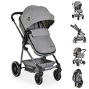 Moni Kombikinderwagen 2 in 1 Giselle umbaubar Korb klappbar 5-Punkt-Gurt 22 kg, Farbe:grau