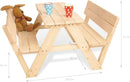 PINOLINO Nicki 4er Kindersitzgruppe mit Lehne - Kindertisch - Picknicktisch aus Massivholz, Kinder Spielbar - Sitzbank für draußen, Kindergartenmöbel ab 2 Jahren