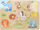 small foot Setzpuzzle Zootiere aus Holz, stabiles Holzpuzzle mit acht süßen Zootieren, für Kinder ab 12 Monaten, 4763