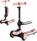 Kinderkraft Halley Scooter 2 in 1, Kinderroller ab 1 Jahr bis zu 50 kg, Tretroller, Dreirad Roller mit Klappbar Sitz, LED Räder, Höheverstellbare Lenker, Zusammenklappen
