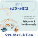 NOUKIE'S Musikalisches Mobile - Tiga, Stegi & Ops die Dinosaurier - Brahms Melodie - Kompatibel mit Wiege, Gitterbett und Laufstall - Ideal ab der Geburt zur Beruhigung des Babys