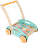 small foot Lauflerwagen "Pastell", inkl. 34 Holzbausteine mit süßen Tiermotiven, ab 12 Monaten, 11766