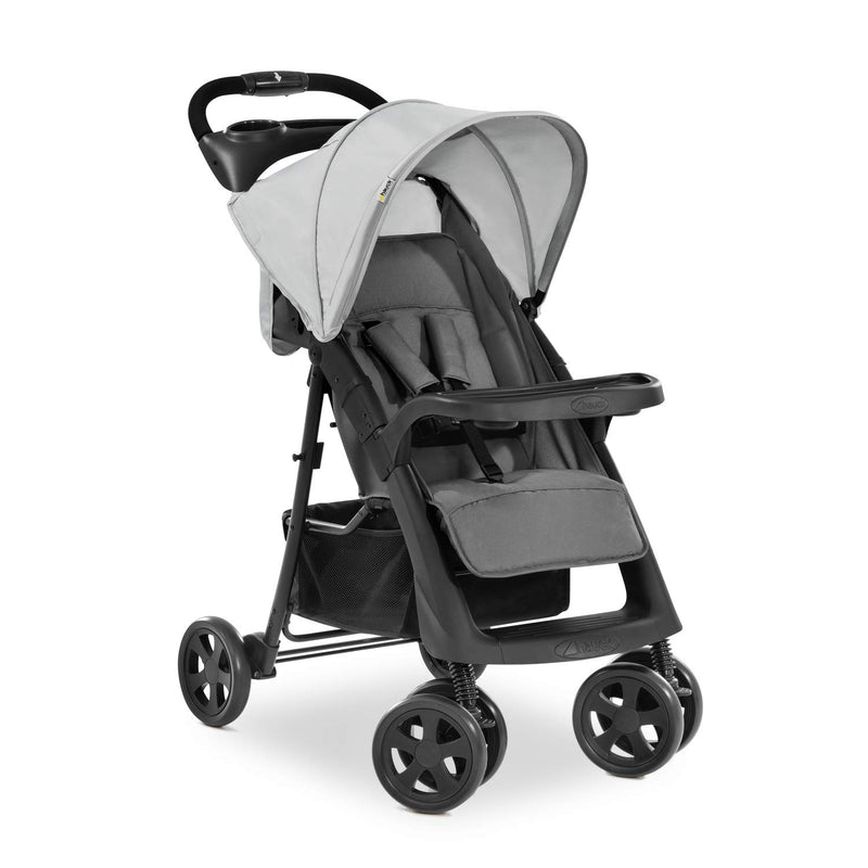 hauck Shopper Neo II, Grey - Kinderbuggy mit Liegeposition ab Geburt bis 22 kg, 2x Tablett mit Getränkehalter, Einhändig Klein Zusammenklappbar, Tasche im Verdeck, XL Korb