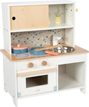 small Foot Kinderküche Terrazzo kompakt, Moderne Spielküche aus Holz, mit kindgerechtem Zubehör, Rollenspielzeug für Kinder ab 3 Jahren, 12728