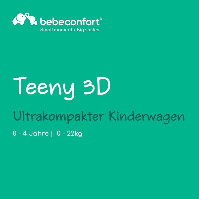 Bebeconfort Buggy Teeny 3D, Ultrakompakt zusammenklappbarer Kinderwagen inkl. passender Tragetasche, nutzbar ab ca. 6 Monate bis ca. 4 Jahre