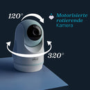 Chicco Video Babyphone Evolution , motorisierte, drehbare Kamera für Babys und Kinder mit 5"-Farbbildschirm, 220 m Reichweite, Nachtsicht, Thermometer, weißes Rauschen, Mikrofon und Lautsprecher