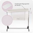 Momi REVO Multifunktions-Beistell- und Kinderbett, 6-stufig höhenverstellbar von 72 bis zu 82 cm, mit Rollen, inkl. Matratze, Befestigungsgurte, Insektenschutz und Bügel mit Spielzeugen