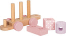 small Foot Holzzug rosa, Steck- und Stapelspielzeug mit 14 Elementen, dekorativer Zug aus robustem Holz, für Kinder ab 12 Monaten, 12694