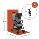 hauck Buggy Sport, Grey - Federleichter Reisebuggy 5,9 kg - mit Liegefunktion für Kinder ab Geburt bis 15 kg - Klein Zusammenklappbar, Großer Einkaufskorb bis 3 kg