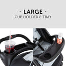 hauck Shopper Neo II, Schwarz Grau - Kinderbuggy mit Liegeposition ab Geburt bis 22 kg, 2x Tablett mit Getränkehalter, Einhändig Klein Zusammenklappbar