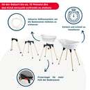 Thermobaby-Babybadewannen-Set Vasco-Badewanne Holzbein Abflussschlauch-Patentierte Innovation-Zusammenklappbar & Stabil-Kann eine Babyliege aufnehmen-Maiglöckchen-Weiß