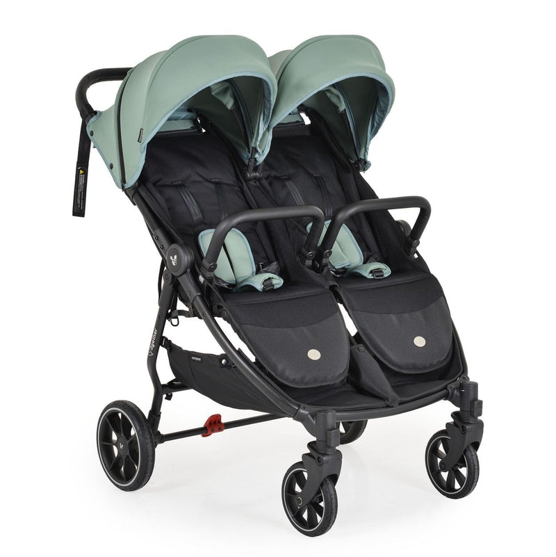 Cangaroo Zwillingskinderwagen 2Gether, Fußabdeckungen, Aluminiumrahmen, faltbar grün