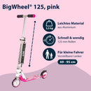 HUDORA BigWheel 125 Scooter - Sicherer & hochwertiger Aluminium-Roller für Kinder - Höhenverstellbarer & zusammenklappbarer Cityroller für bis zu 100kg - Stabiler Tretroller mit Tragegurt