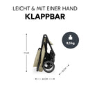 hauck Shop N Care, Olive - Kinderbuggy mit Liegefunktion ab Geburt bis 22 kg, Becherhalter und Snack Tablett, Klein Zusammenklappbar, UV Schutz 50+, XL Korb bis 3 kg
