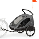 hauck 2in1 Fahrradanhänger & Buggy für 2 Kinder ab 6 Monaten bis 120 cm oder 22 kg Dryk Duo inkl. Deichsel, Kupplung, Buggyrad, Wimpel & Rücklicht, Zusammenklappbar