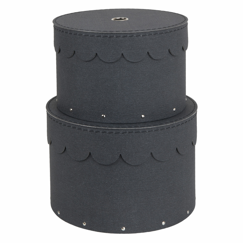 Bigso Box of Sweden Wilma storage box round set of 2 black canvas909